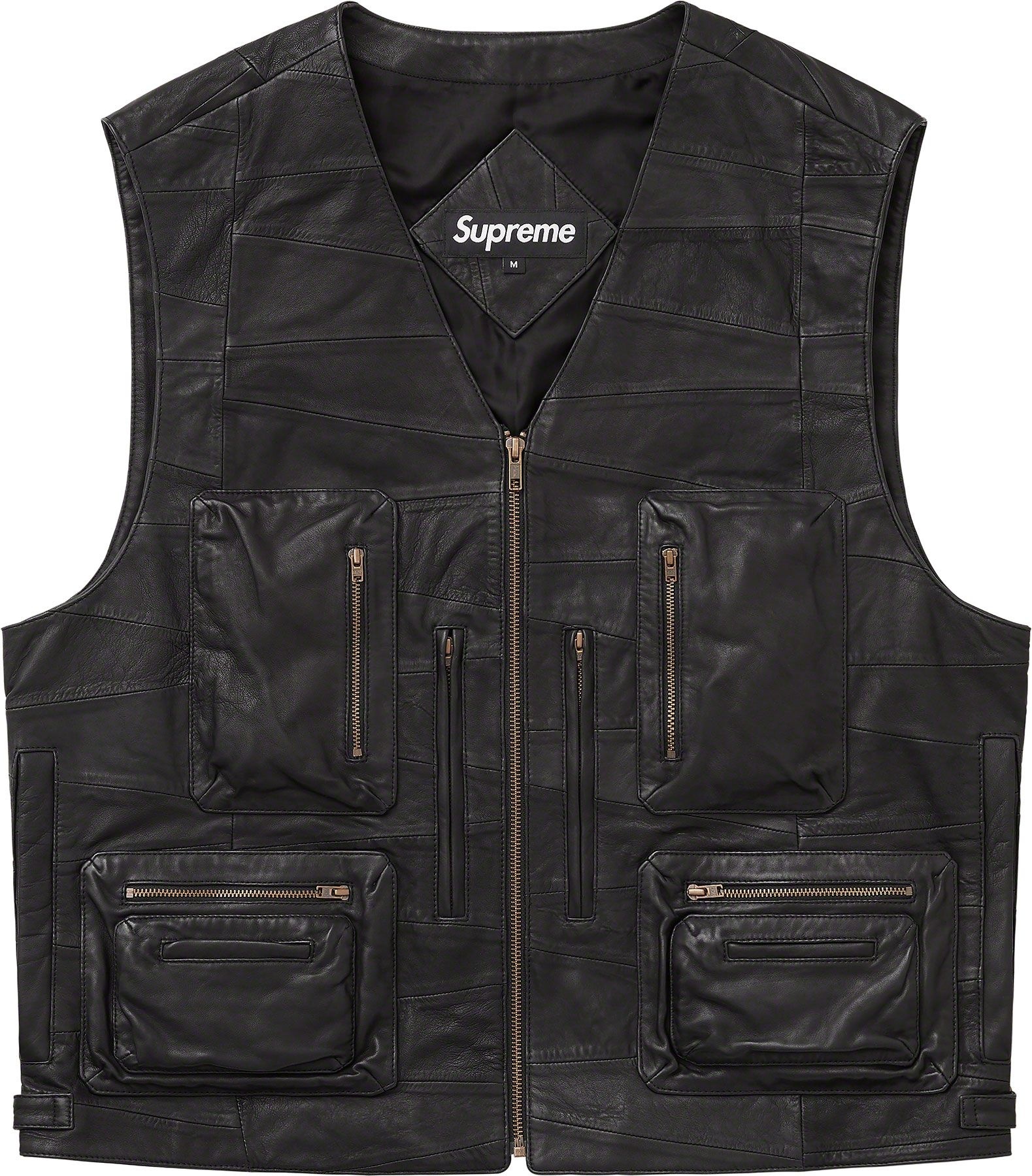 Patchwork Leather Cargo Vest view 8